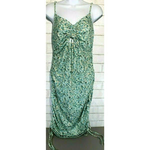 Shein Women's Dress Size Large US Size 8/10 Turquoise Adjustable Floral Ruched